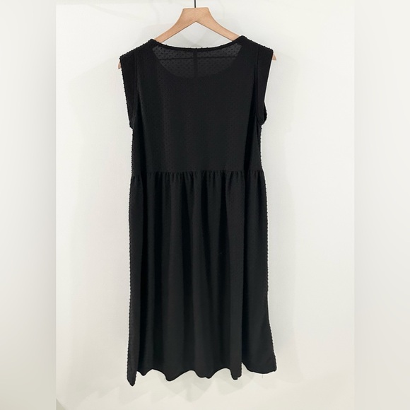 Uncle Frank Short Sleeve Swiss Dot Midi Dress Black Size Small - Picture 5 of 5